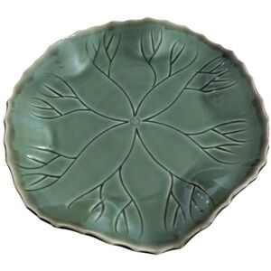 Zodax Ceramic Green Lily Pad Decor Plate 11 inches